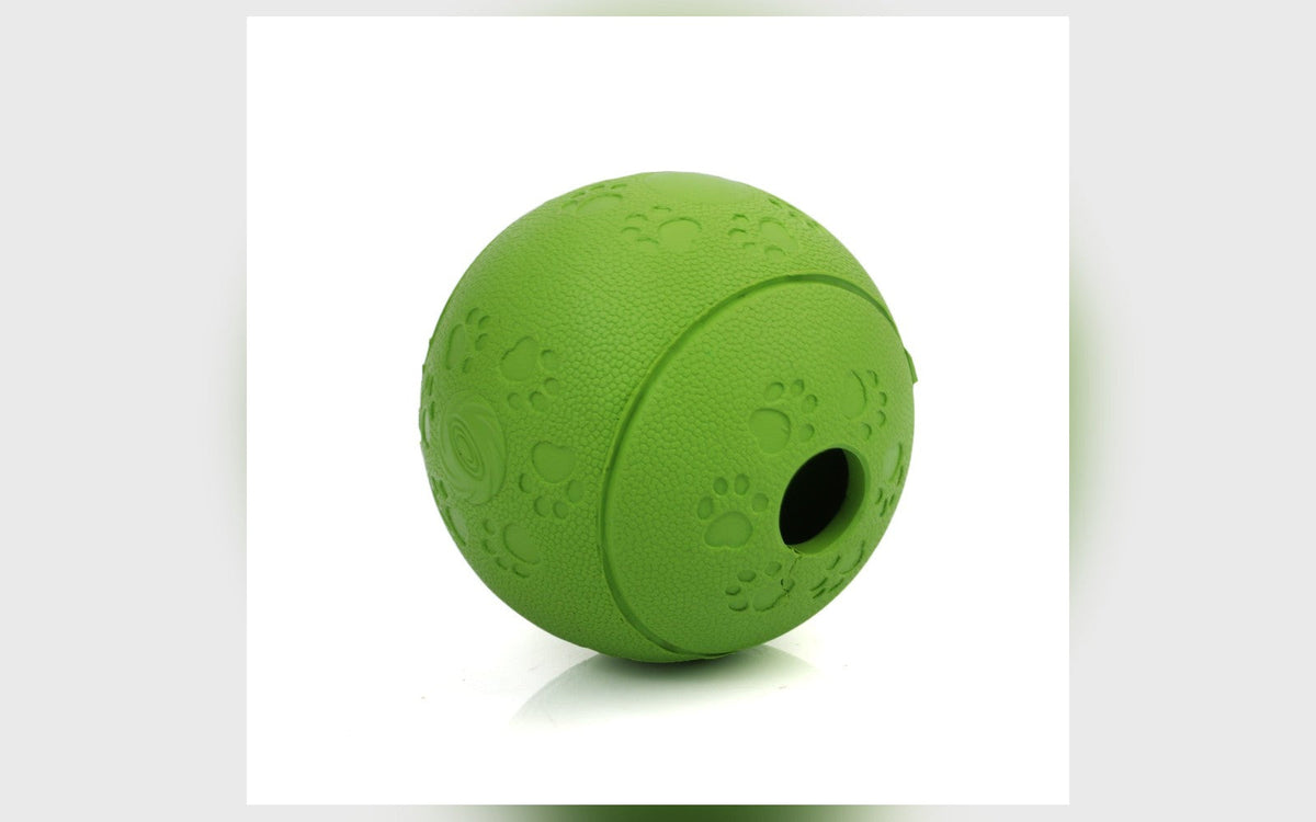 Green rubber treat ball for dogs