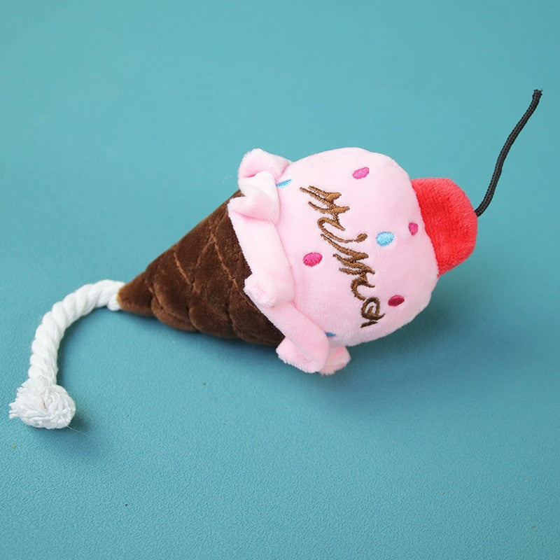 Colorful Plush Ice Cream & Pizza Dog Chew Toys