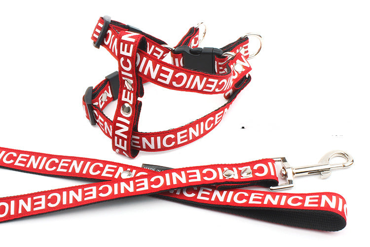Pet Leash Dog Collar Combo in Black, Red & Yellow