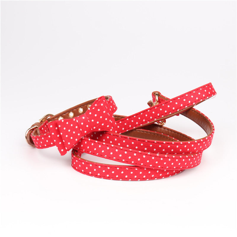 Polka Dot Dog Collar and Leash Set
