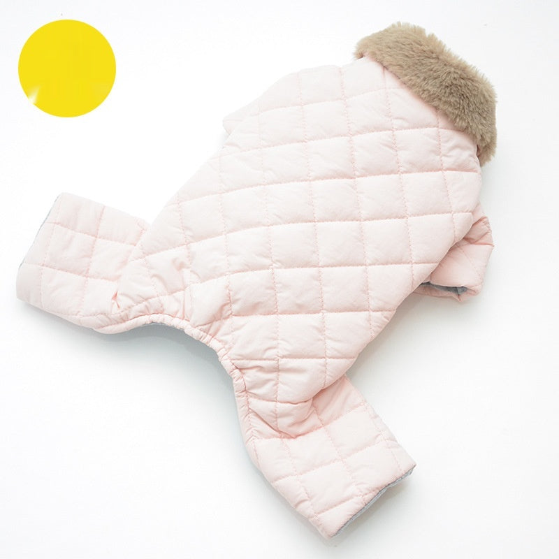 Winter Cotton Dog Coat in Pink and Gray