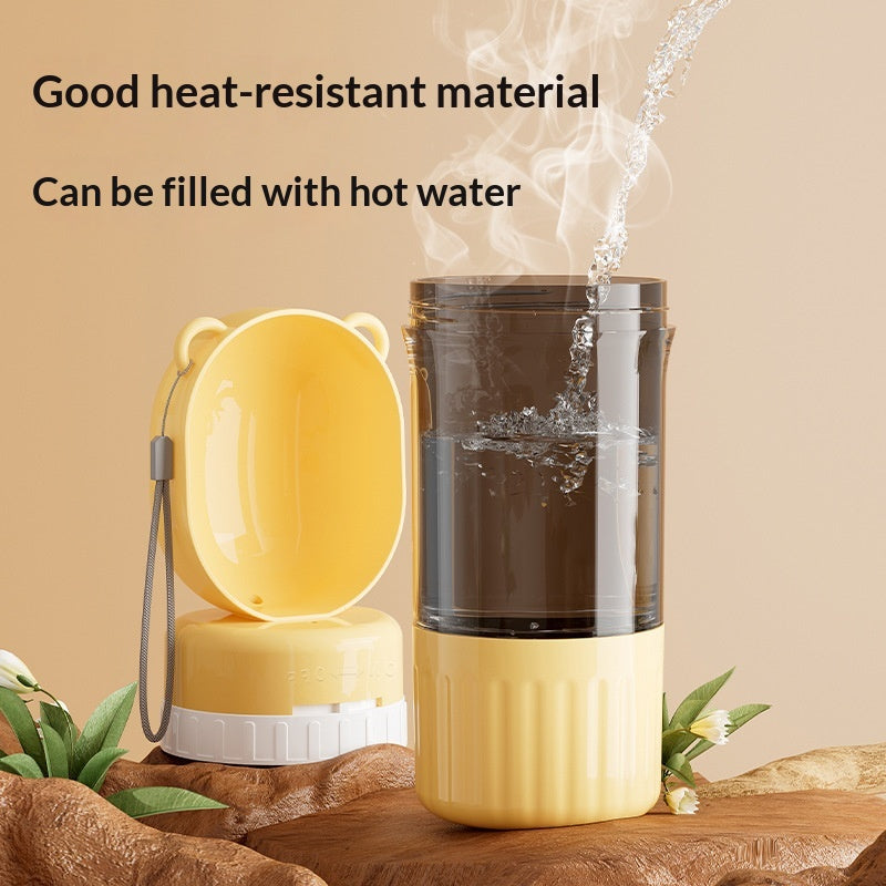 Portable Water Dispenser Bottle for Dogs in Gray and Yellow