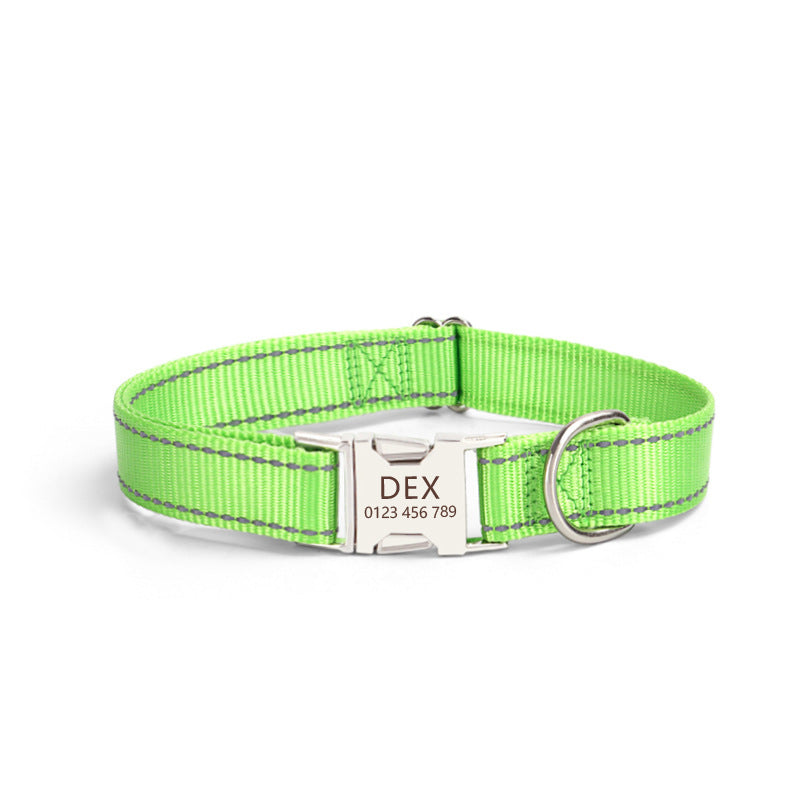 Reflective Nylon Dog Collar in 8 Colors