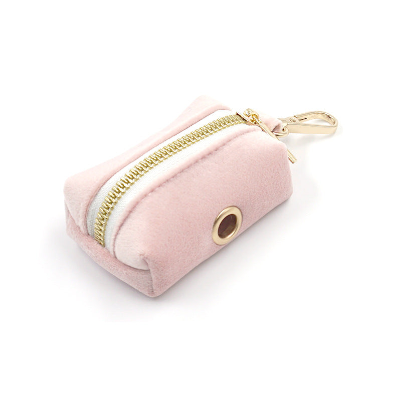 Soft Velvet Poop Bag Dispenser with Hardware Accent