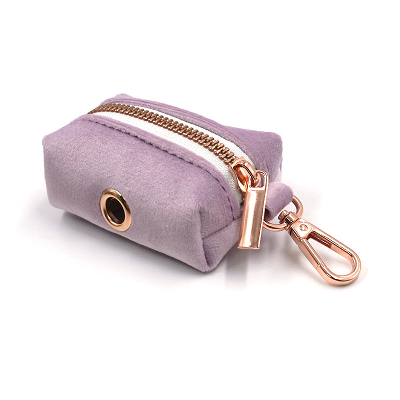 Soft Velvet Poop Bag Dispenser with Hardware Accent