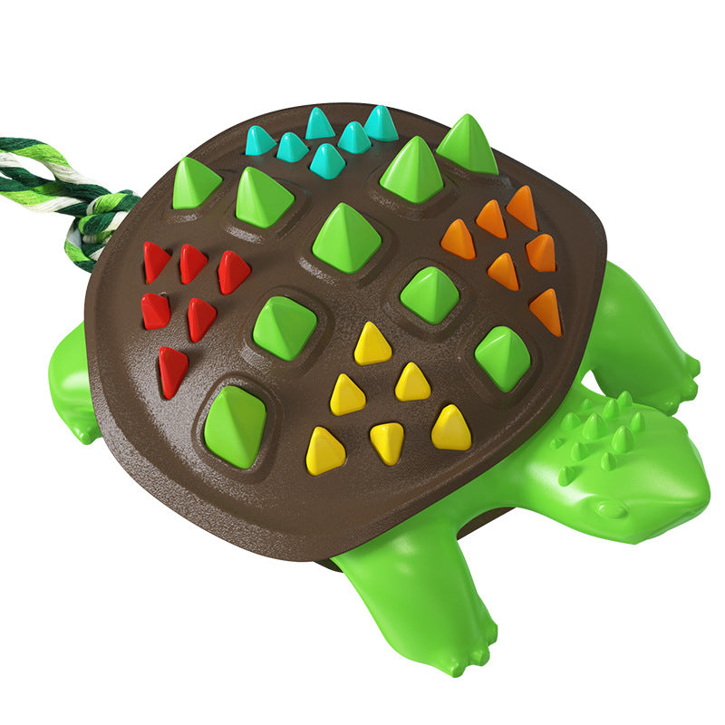 Textured Rubber Chew Toy in Chocolate, Grey, Blue, Yellow and Green
