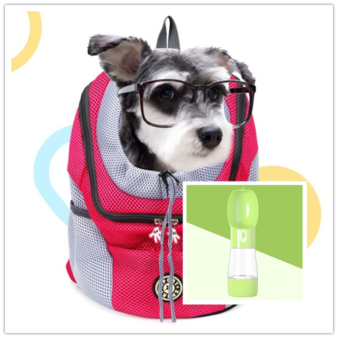 Portable Dog Travel Carrier Backpack in Pink and Blue