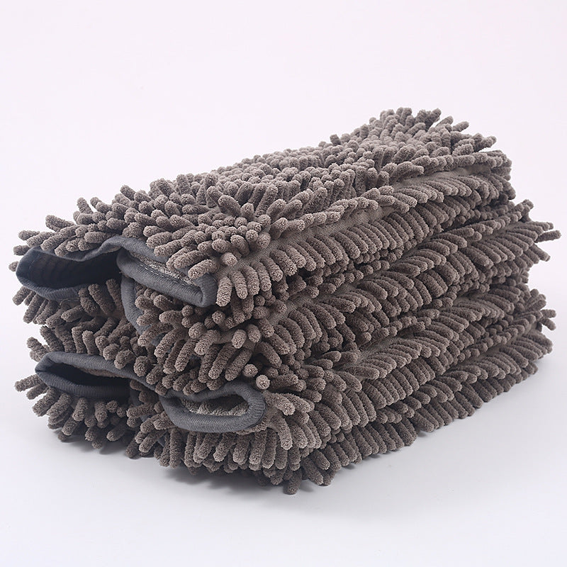 Chenille Bath Towel for Dogs in Grey