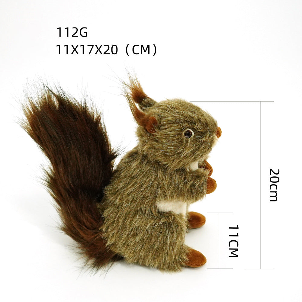 Squeaky Plush Squirrel Dog Toy in Brown
