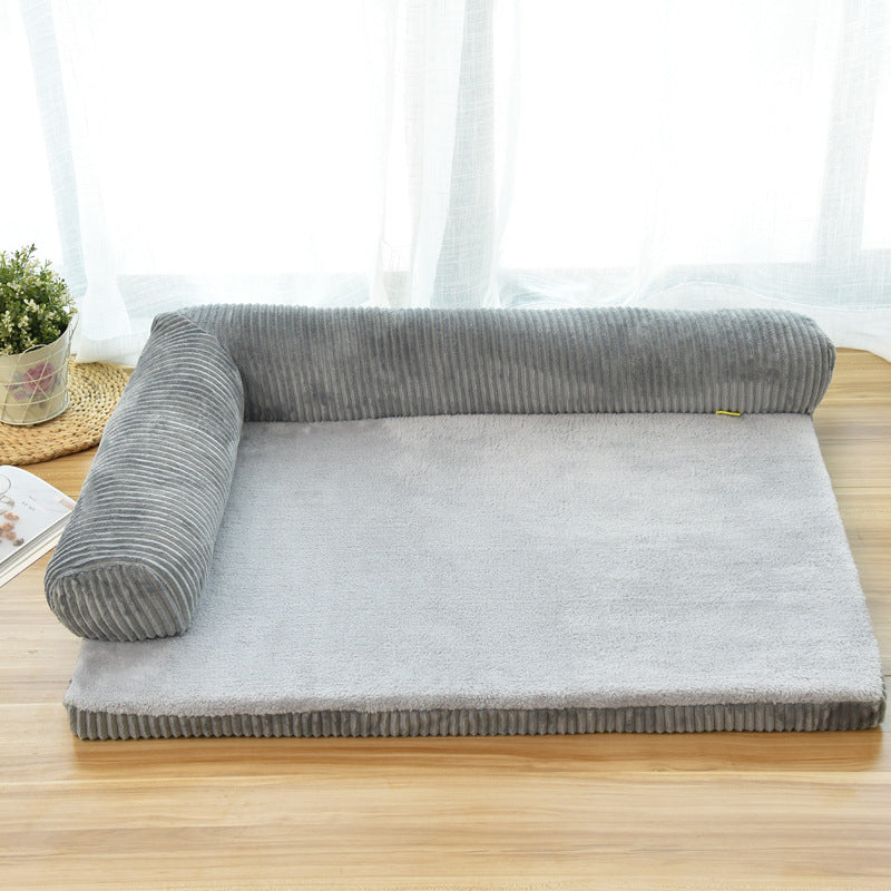 Dog Bed in Coffee, Red and Grey