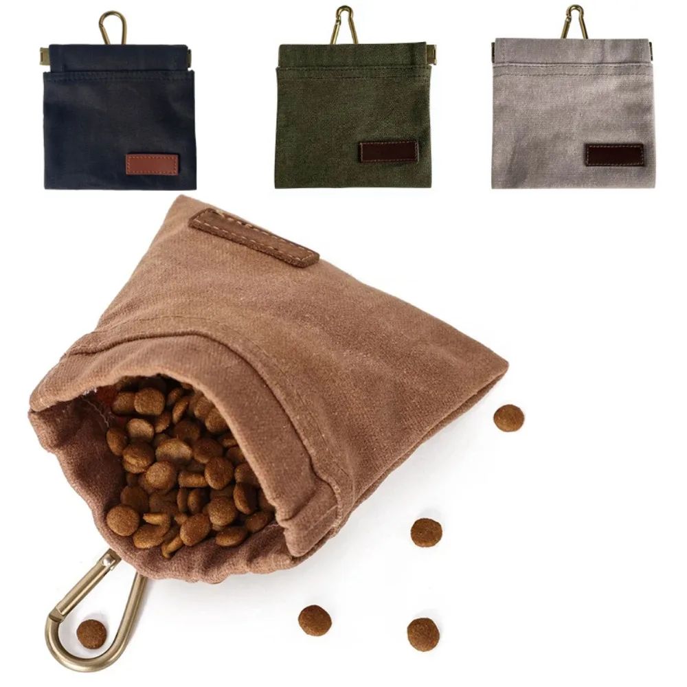 Portable Dog Treat Pouch With Carabiner in Gray, Brown, Green, Black