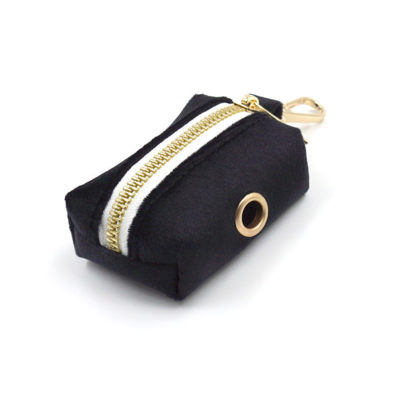 Soft Velvet Poop Bag Dispenser with Hardware Accent