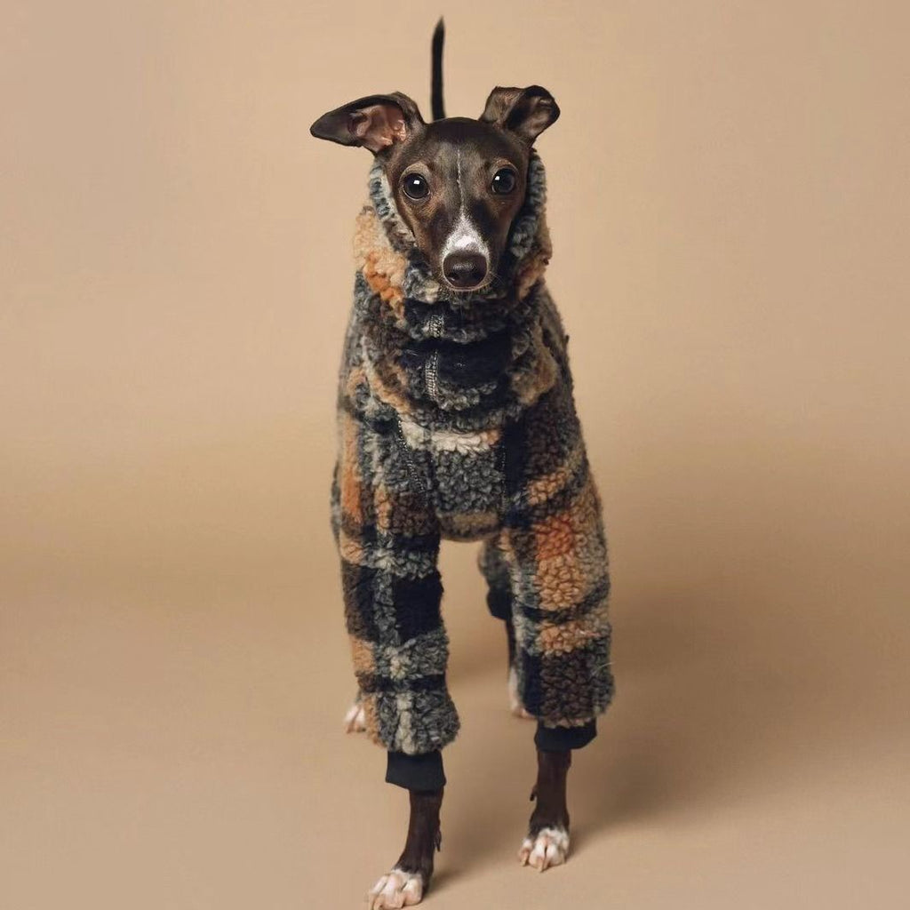 Double-Sided Fleece Winter Dog Coat in Black Orange