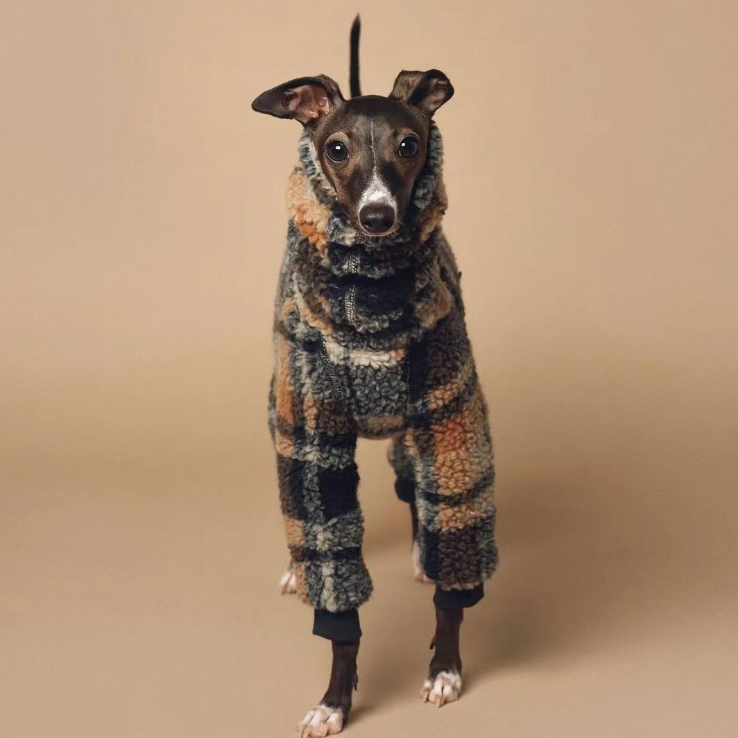 Double-Sided Fleece Winter Dog Coat in Black Orange