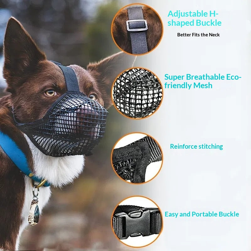 Breathable Mesh Dog Muzzle in Black and Green