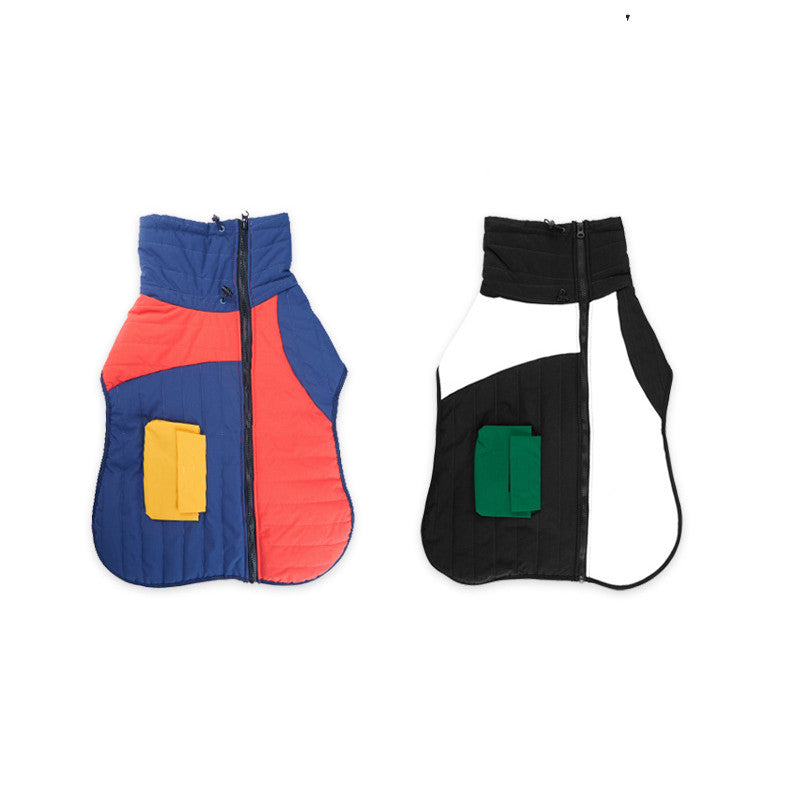 Winter Padded Dog Coat in Blue Red and Black White