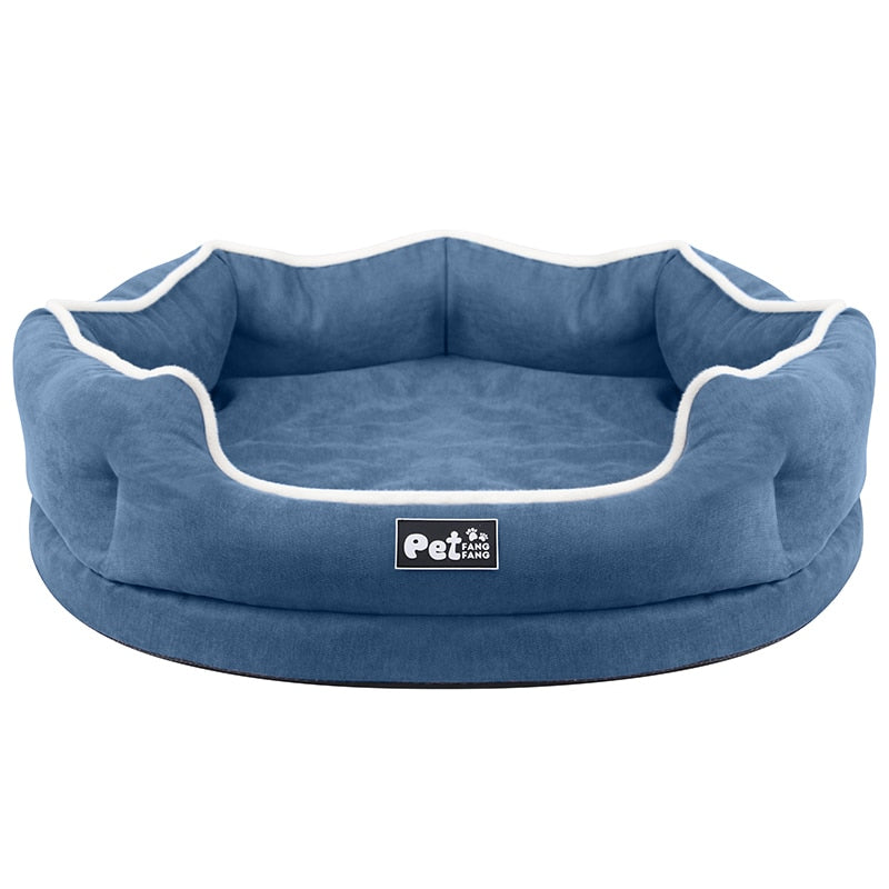 Cozy Warm Dog Cushion in Grey, Pink, and Blue