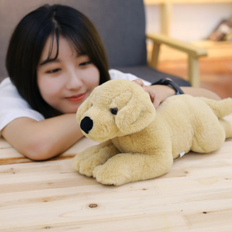 Soft Plush Dog Toy in Brown and Khaki