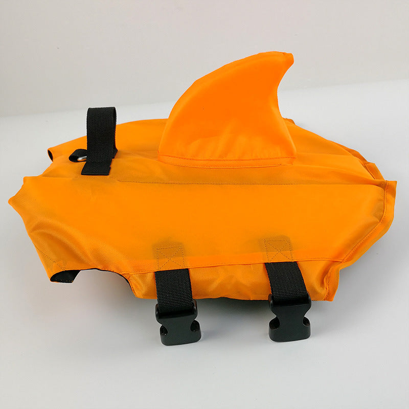 Shark-Design Dog Swim Vest in Blue, Green and Orange