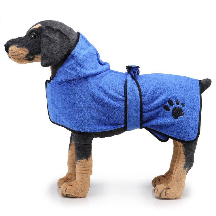 Strong Absorbent Dog Towel in Blue, Grey, Red and White