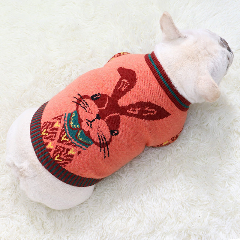 Bunny Dog Sweater for Bulldogs and Stocky Dogs