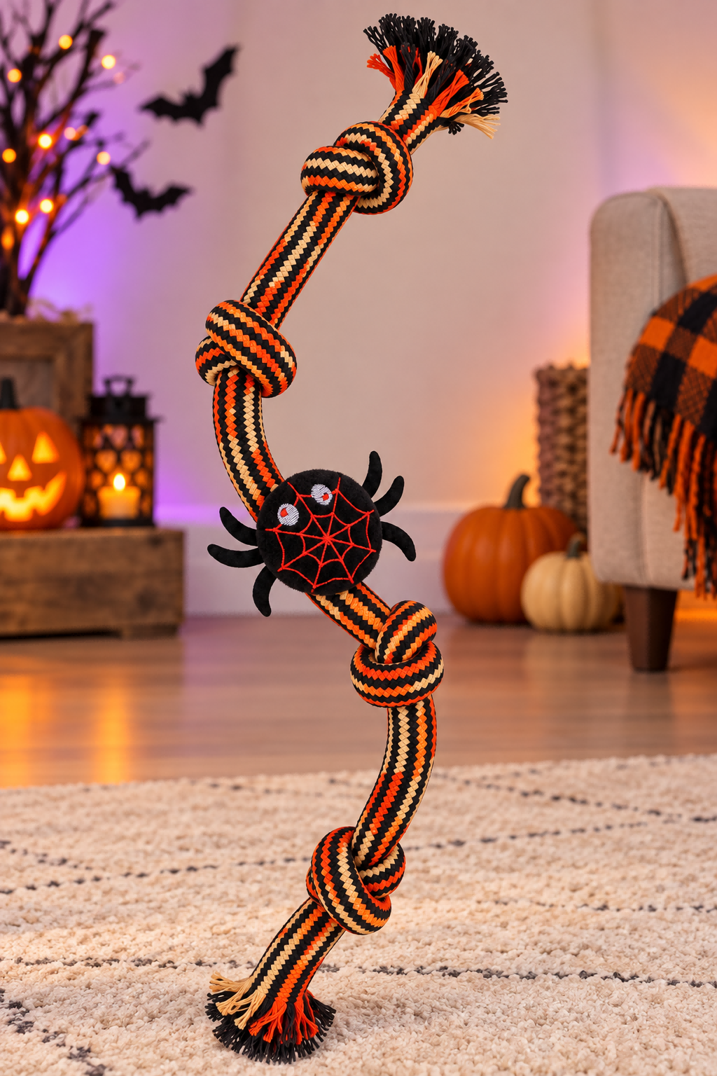 Halloween Tug Of War Spider Plush Dog Toy