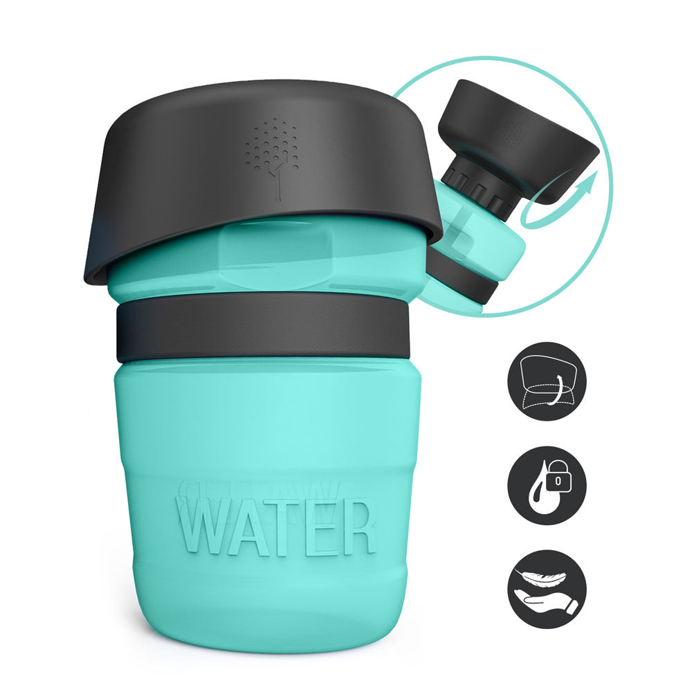 Foldable Dog Travel Water Bottle in Blue, Rose Red, and Tiffany Blue