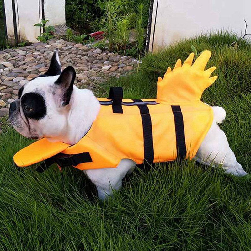 Dragon Tail Dog Swim Vest in Blue and Yellow