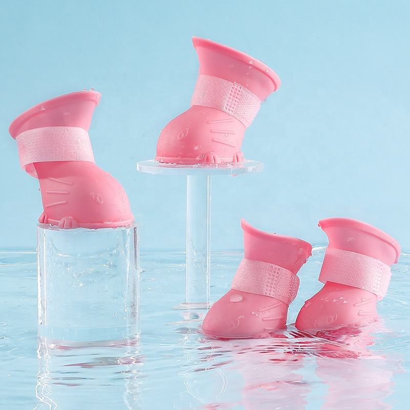 Waterproof Silicone Rain Boots for Dogs, 4-Pack