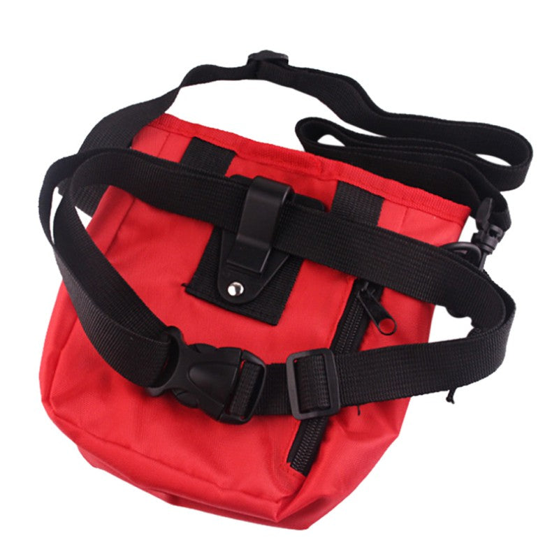 Drawstring Treat Pouch for Dog Walks in Red and Black