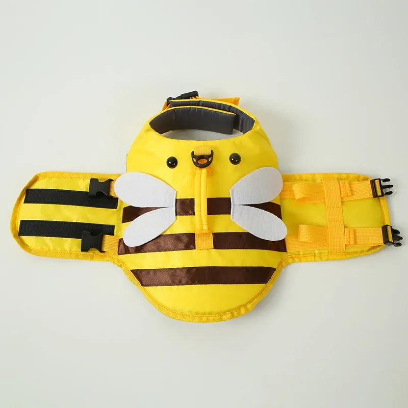 Bee and Dinosaur Dog Swim Vest in Yellow and Green
