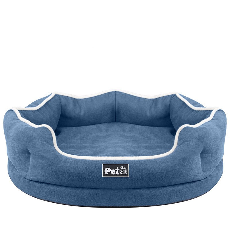 Cozy Warm Dog Cushion in Grey, Pink, and Blue