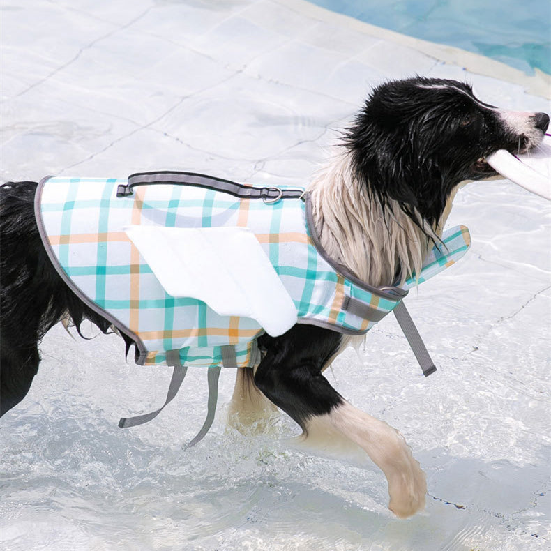 Dog Swim Vest in White, Green and Yellow, XS to 2XL