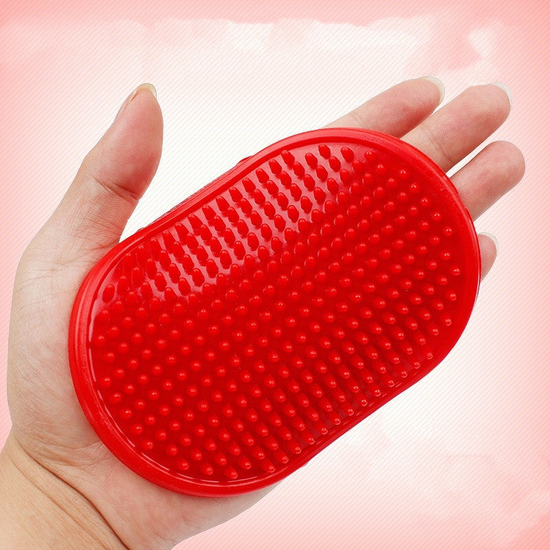 Soft Rubber Dog Bath Massage Brush in Red and Blue