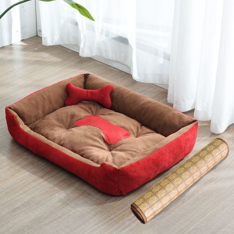 Four Seasons Dog Bed with Bone Toys
