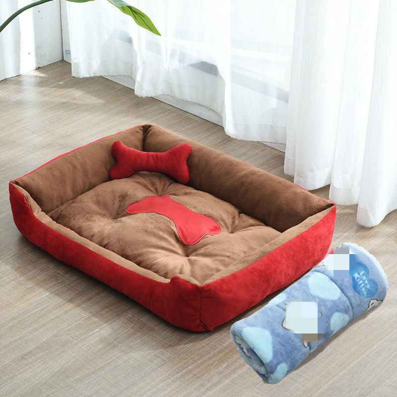 Four Seasons Dog Bed with Bone Toys