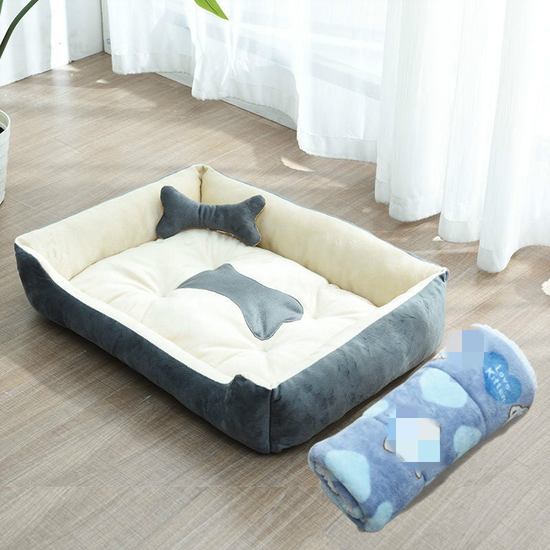 Four Seasons Dog Bed with Bone Toys