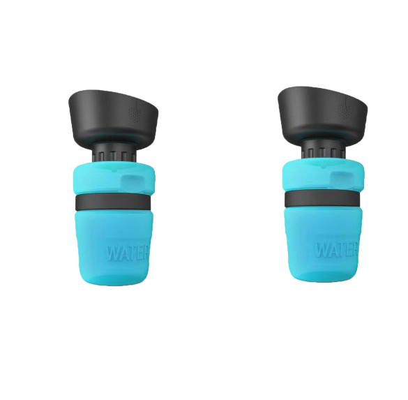 Foldable Dog Travel Water Bottle in Blue, Rose Red, and Tiffany Blue