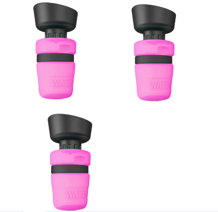 Foldable Dog Travel Water Bottle in Blue, Rose Red, and Tiffany Blue
