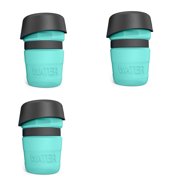 Foldable Dog Travel Water Bottle in Blue, Rose Red, and Tiffany Blue