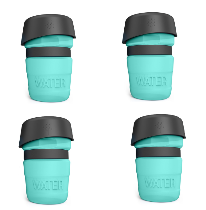 Foldable Dog Travel Water Bottle in Blue, Rose Red, and Tiffany Blue
