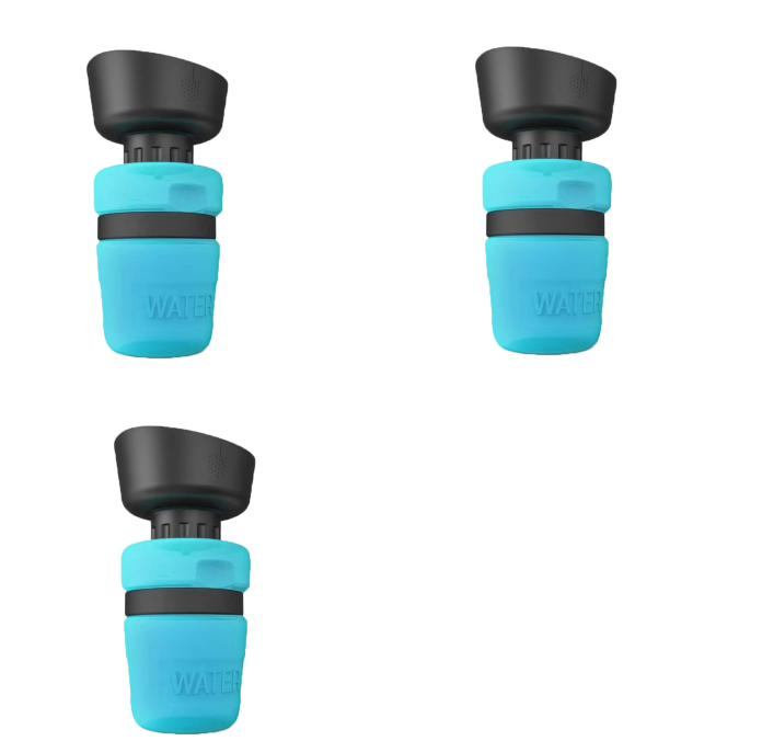 Foldable Dog Travel Water Bottle in Blue, Rose Red, and Tiffany Blue