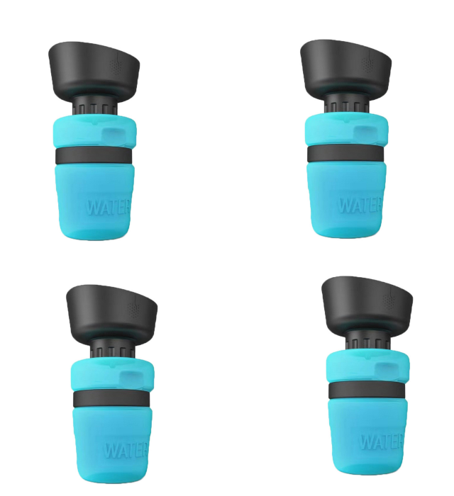 Foldable Dog Travel Water Bottle in Blue, Rose Red, and Tiffany Blue
