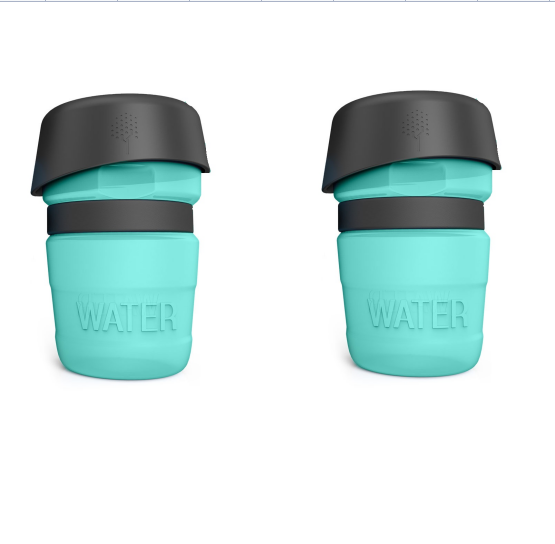 Foldable Dog Travel Water Bottle in Blue, Rose Red, and Tiffany Blue