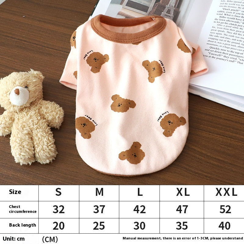Bear Print Dog Shirt in Blue, Yellow, Cream and Pink