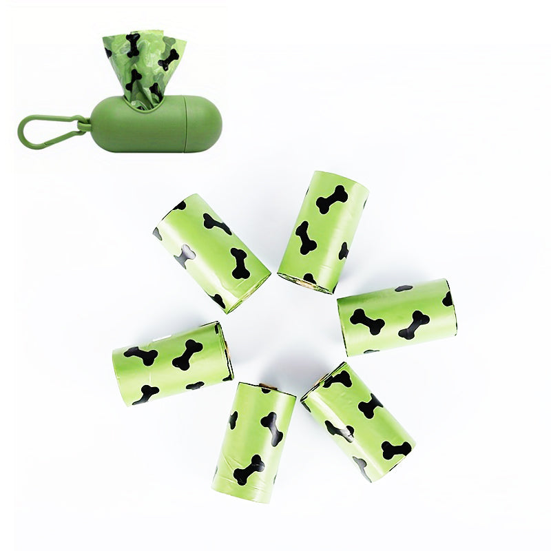 Dog Waste Bags with Dispenser in Green and Black