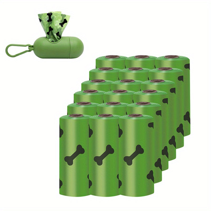 Dog Waste Bags with Dispenser in Green and Black