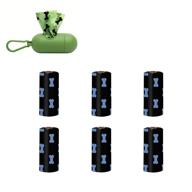 Dog Waste Bags with Dispenser in Green and Black