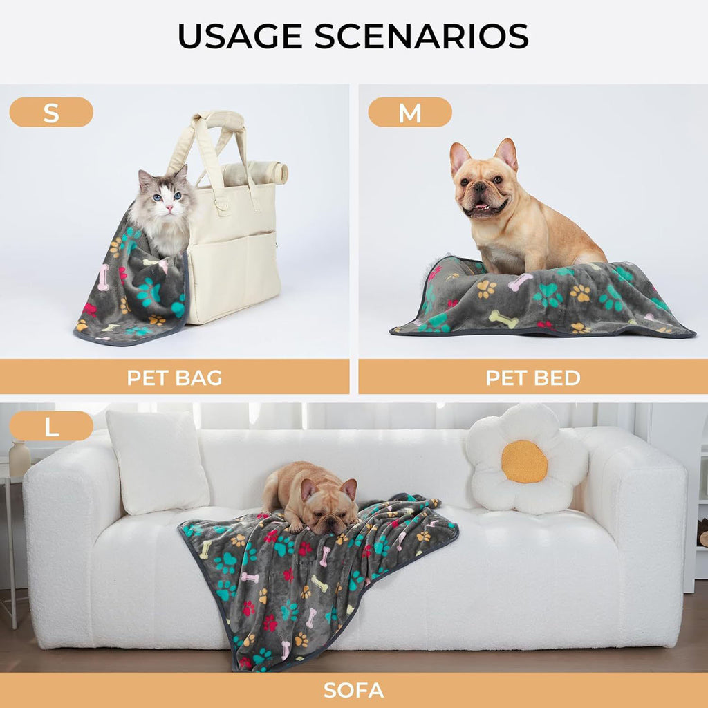 Cozy Confetti Bone Paw Print Dog Blanket