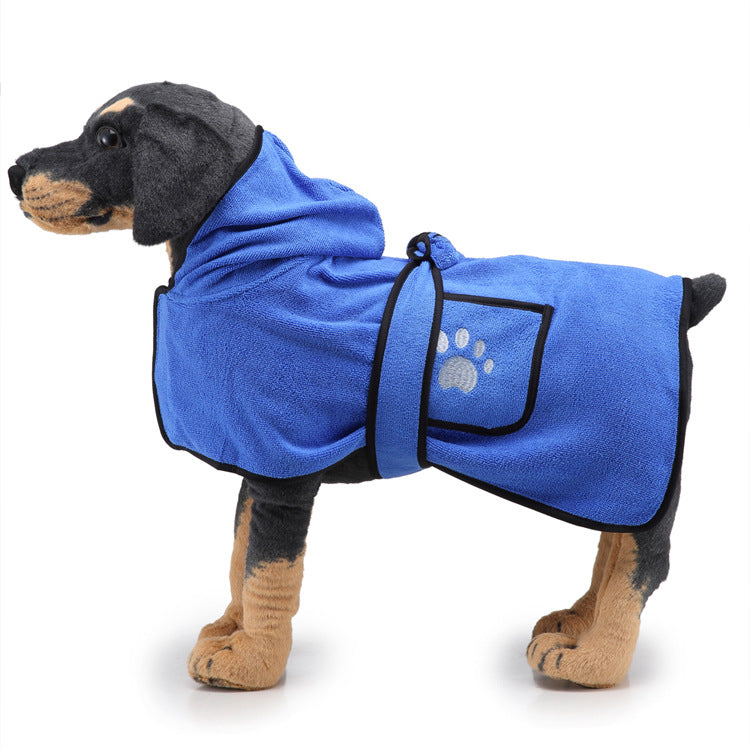Strong Absorbent Dog Towel in Blue, Grey, Red and White